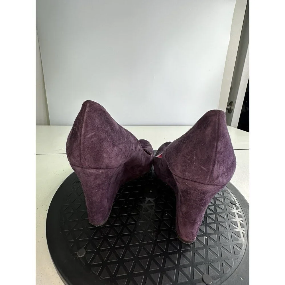 KATE SPADE Purple Suede Wedges  with Signature Pink Interior Size 9 B
